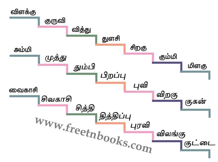 5th Standard Tamil Book 1st Term Solution - பெயர்ச்சொல், வினைச்சொல் - சொல் ஏணி அமைப்போம்