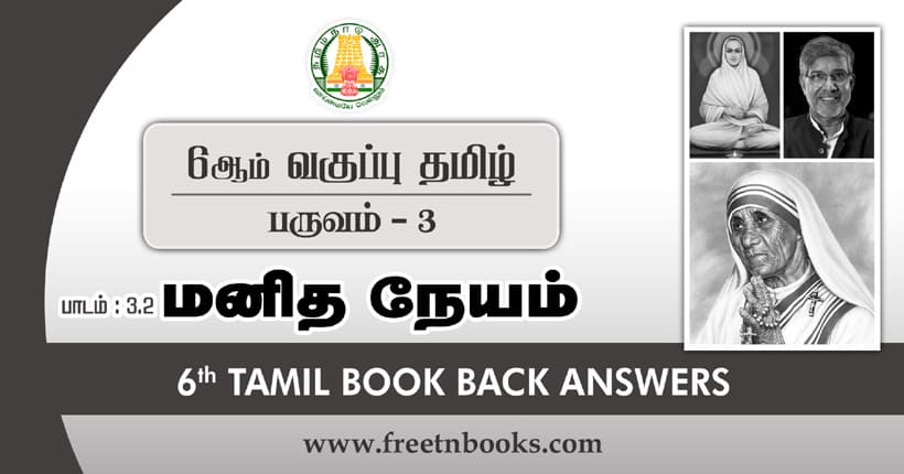 6ஆம் வகுப்பு தமிழ் - மனிதநேயம் பாட விடைகள்