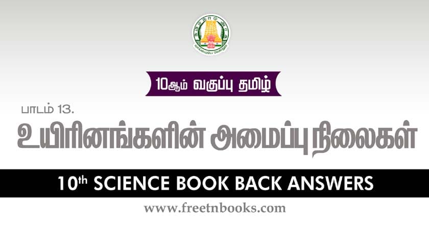 உயிரினங்களின் அமைப்பு நிலைகள் - Book Back Answer