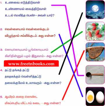 3rd Standard Tamil - Natpe Uyarvu - புதிருக்குப் பொருத்தமான படத்தைப் பொருத்துக.