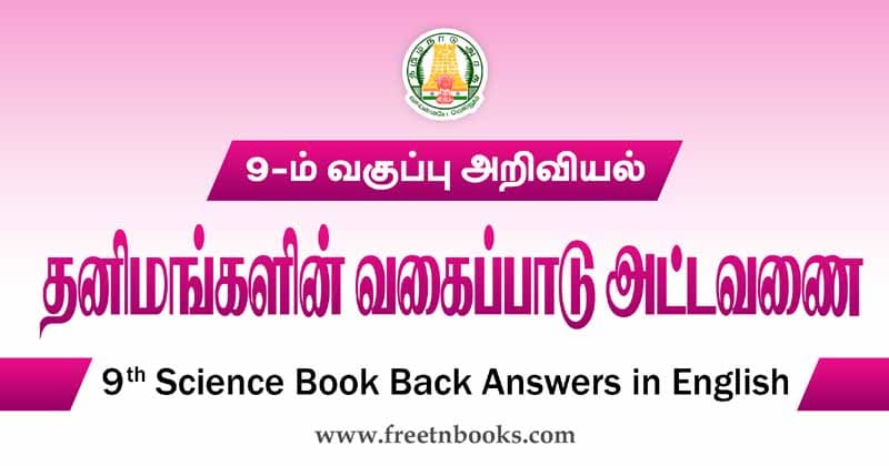 9th Science Guide Periodic Classification of Elements Answers in Tamil