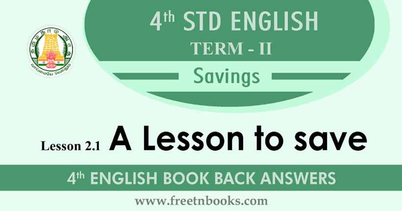 A Lesson to save Book Back Answer