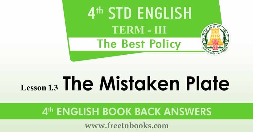 The Mistaken Plate Book Back Answer