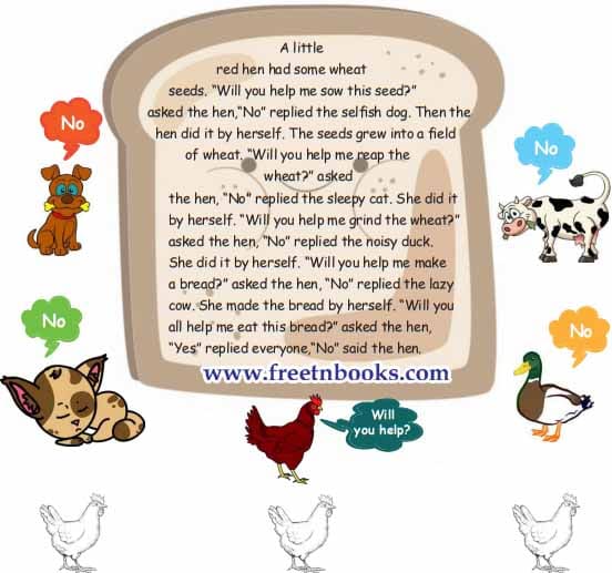 Anbu And The Fish Read the passage three times and colour a hen for each time.